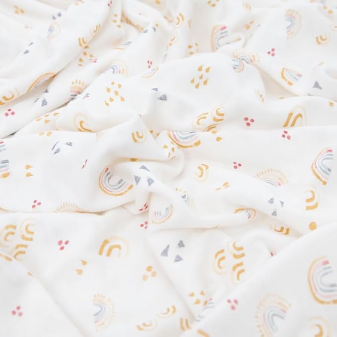 Little Unicorn Large Stretch Knit Swaddle Blanket 2 Pack| Super Soft with Optimal Stretch for swaddling | Giftable Set (Rainbows)