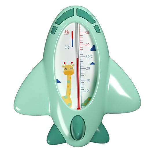 Toyvian Bath Thermometer Green Cartoon Plane Shape Accurate Water Temperature Reading Safe for Newborn Shower and Bath Easy to Use Material