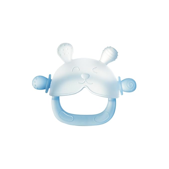 Dr. Isla Silicone Baby Teether Toy for Infants 3-12 Months, Silicone Anti-Drop Baby Mitten Teether for Soothing Teething Pain Relief, Newborn Essentials, BPA Free, Blue