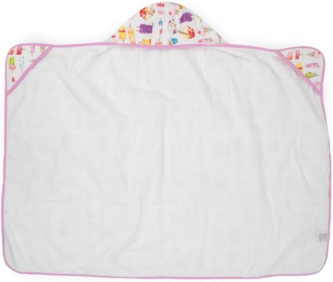 Little Unicorn Hooded Bath Towel | Absorbent Cotton & Terry Blend | Larger Size for Baby & Toddlers, 1-6 Years (Brain Freeze)