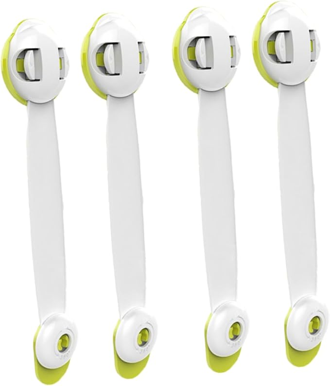 KOMBIUDA 4pcs Baby Proof Cabinet Door Locks Child Safety Locks Double Button Self-adhesive Easy to Install for Fridges Drawers