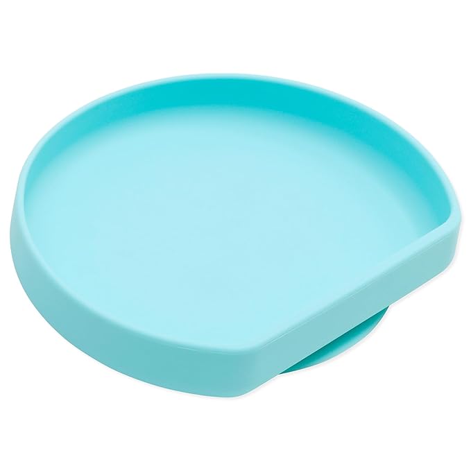 Bumkins Toddler and Baby Suction Plate, Silicone Grip Plate for Babies and Kids, Baby Led Weaning, Children Feeding Supplies, Non Skid Sticky Bottom, Platinum Silicone, Ages 6 Months Up, Blue