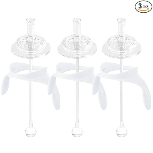 Straw Sippy Cup Conversion Kit for Philips Avent Anti-Colic Baby Bottles, Soft Top and Weighted Straw Transition Kit with Handles, Pack of 3