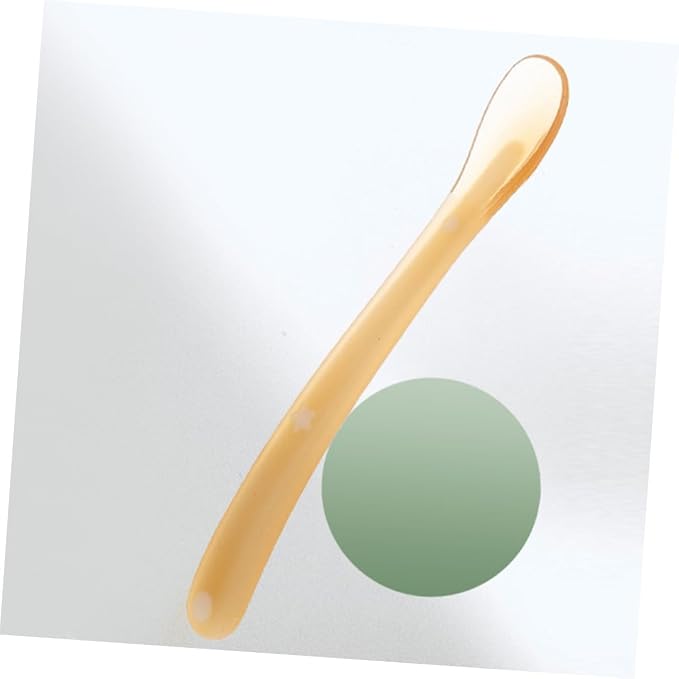 Silicone Spoon for Weaning Soft-tip Feeding Utensil with Wide Head and Nonslip Handle Feeding Tableware Safe for Sensitive Complexion Light Yellow
