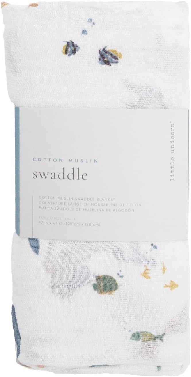 Little Unicorn Premium Cotton Swaddle Baby Blanket | Breathable Fabric | for swaddling, Play, Nursing & More (Mermaids)