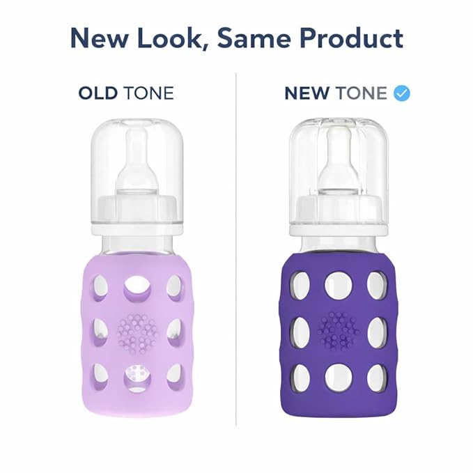 Lifefactory 4-Ounce Glass Baby Bottle with Stage 1 Nipple and Protective Silicone Sleeve Lavender (LF110016C4)