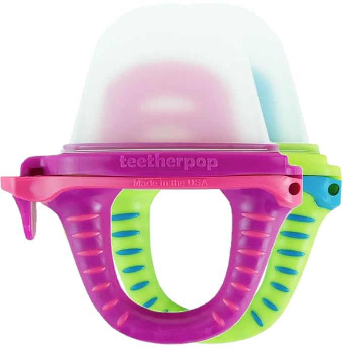 Teetherpop Fillable Freezable Teethers for Babies - Breastmilk Teether with Spill-Proof Sippy Slits??Teething Popsicle for Baby, Liquids & Purées, Cooling Teething Relief Feeder Pacifier - Sunrise Set