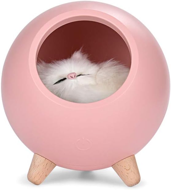 Fantasee Creative Little Cat Pet House Night Light Kitten Bedside Sleeping Nursery Light USB Rechargeable Touch Dimmable Atmosphere Light for Baby Child Birthday Party Gift Home Decor (Pink)