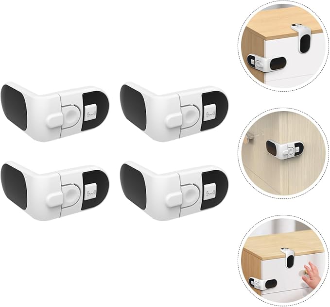 FAVOMOTO 16pcs Multi-functional Cupboard Locks for Cabinets Drawers and Refrigerators Easy One- Keep Boys and Girls Safe from Clamping Fingers
