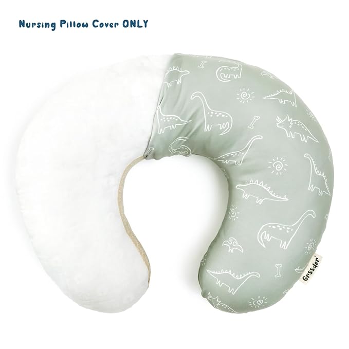 GRSSDER Nursing Pillow Cover Stretchy Minky Removable Nursing Covers for Breastfeeding Pillows, Ultra Soft Comfortable Slipcover for Boy and Girls, Dinosaurs Print