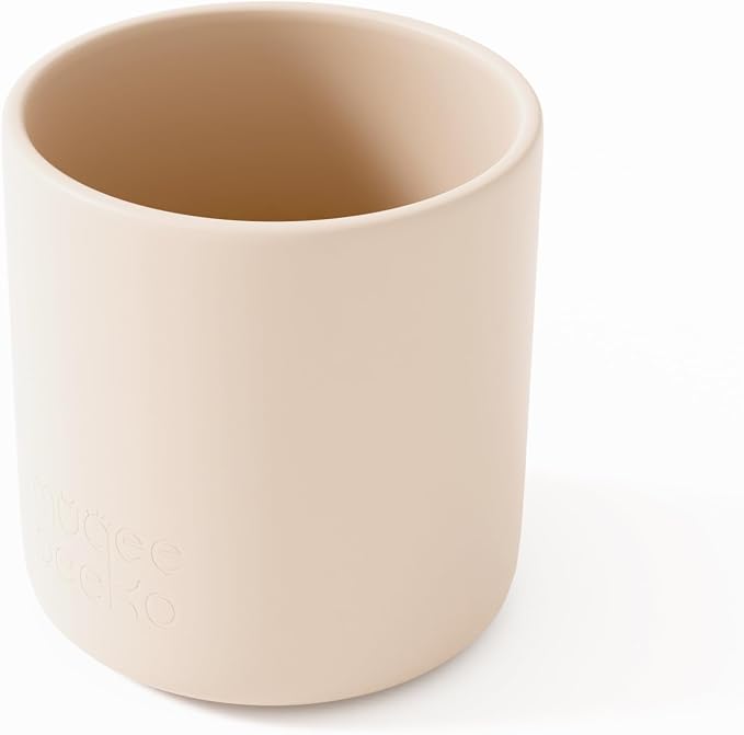 Baby Eating Essentials Drinking Baby Cups 6-12 months for Babies, Infants and Toddler Cups in Beige Color Baby Cup made with Baby safe Silicone Cup