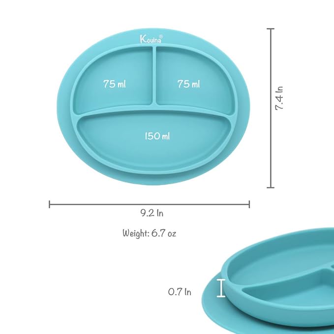Silicone Suction Plate for Babies and Toddlers - Unbreakable, First Stage, Non-Toxic, BPA-Free, Turquoise