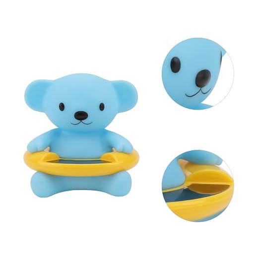 ABOOFAN Bear Shaped Bath Thermometer Sky Blue Floating Water Temperature Gauge for Newborn Safety and Shower Supplies