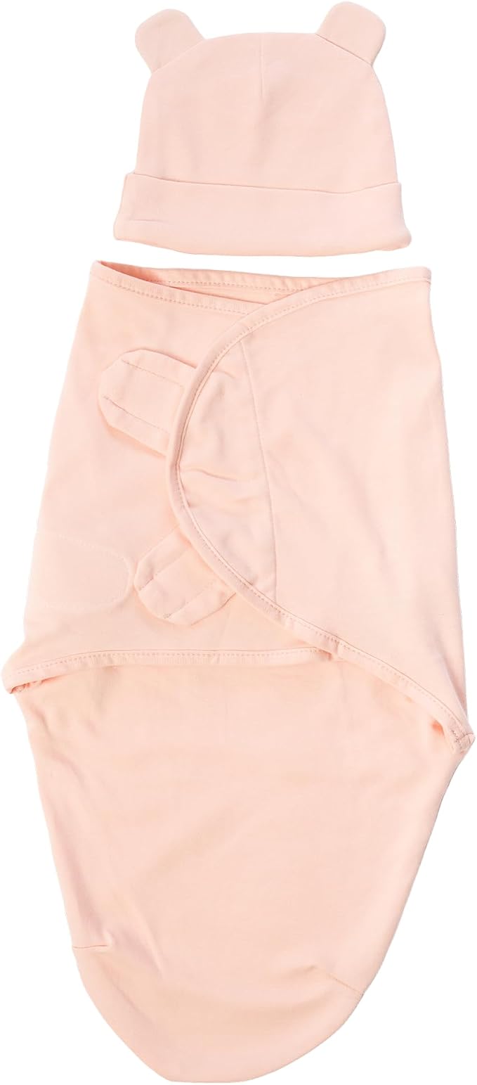 Cuddle Club Swaddles for Newborns - Baby Swaddle Blanket for Boys & Girls - Adjustable Hook-and-Loop Cotton Wrap for Newborn 0-3 & 3-6 Months with hat