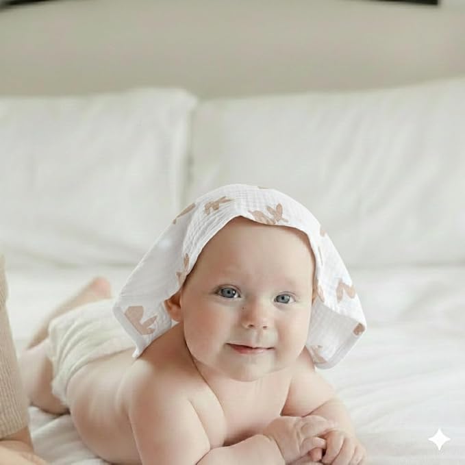 Muslin Baby Washcloths for Newborns, Pack of 8, 11"x11", Super Soft Cotton, Absorbent and Gentle, Baby Cotton Wipes, Baby wash Cloths