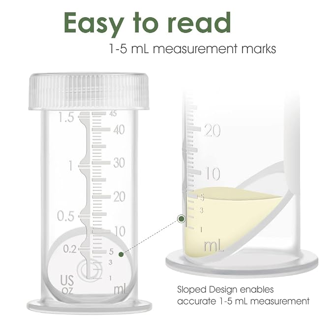 Maymom 1.5 Oz Container Designed for Colostrum & Milk Storage; Leak Proof Lids, Breastmilk Freezer or Refrigerator Storage, Made Without BPA; 4pc/pk