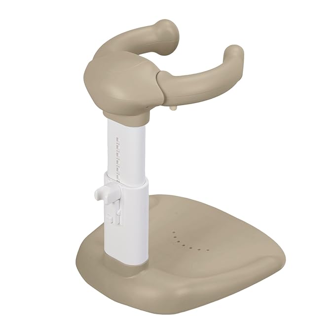 Adjustable Baby Shower Stand with Anti-Slip Base,Bath Shower Standing Support Stand,Portable Bath Helper Bath Support for Infants Portable Bath Helper for Baby 8-24 Months (Khaki)