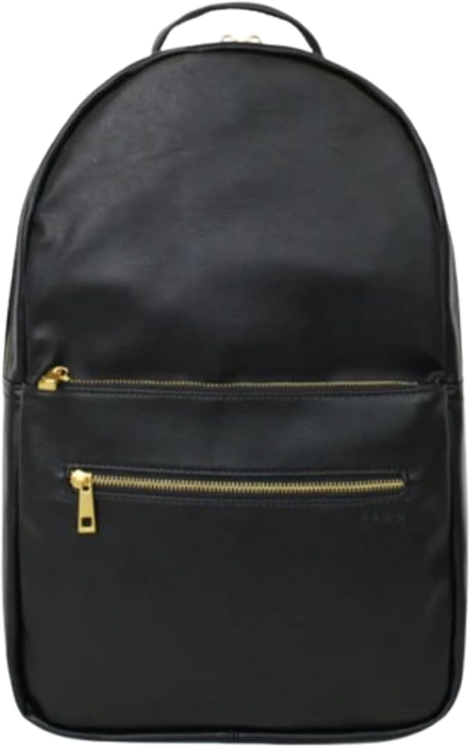 FAWN DESIGN Diaper Bag Backpack with Changing Pad, Faux Leather Black Backpack Diaper Bag with 4 Interior and 2 Exterior Pockets, Padded and Adjustable Straps for All Day Comfort, 15.5x11x5 inches