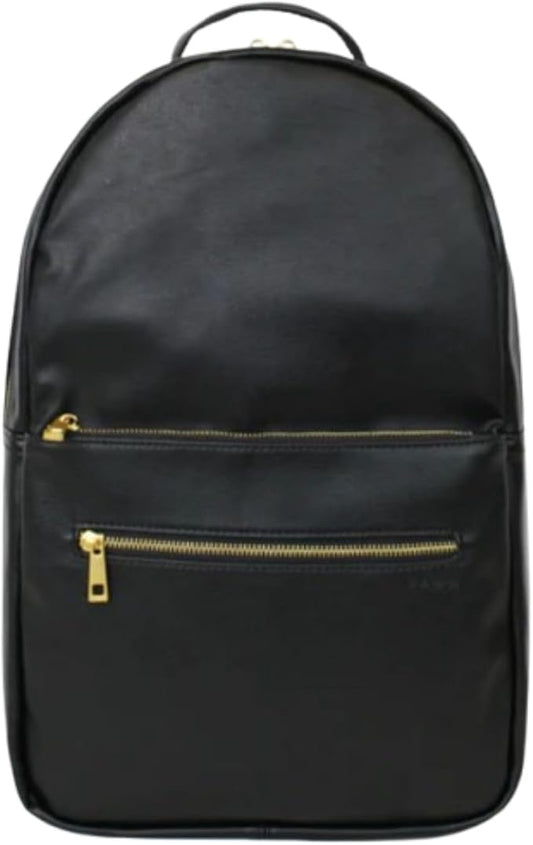 FAWN DESIGN Diaper Bag Backpack with Changing Pad, Faux Leather Black Backpack Diaper Bag with 4 Interior and 2 Exterior Pockets, Padded and Adjustable Straps for All Day Comfort, 15.5x11x5 inches