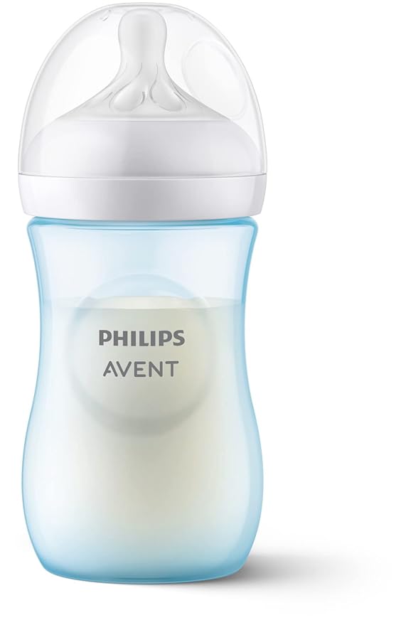 Philips Avent Natural Baby Bottle with Natural Response Nipple, Blue Baby Gift Set with Snuggle, SCD838/04 (Pack of 2)