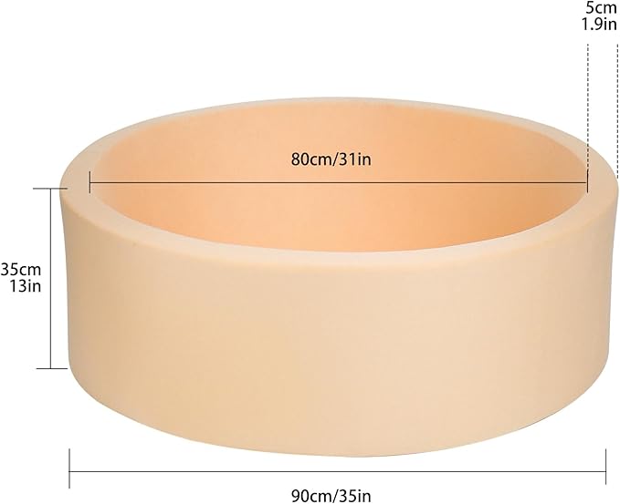 Foam Ball Pit, 36" x 12" Indoor Outdoor Soft Round Ball Pool Playpen Ideal Gift Toy for Kids, Soft Ball Pit (No Balls) - Beige