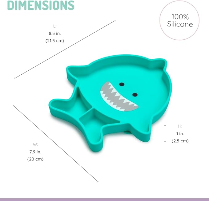 melii Divided Silicone Suction Plate for Babies and Toddlers ??100% BPA-Free, Dishwasher, Microwave Safe, Non-Toxic Baby Feeding Plate - Fits Most High Chairs, Age 6 Months - (Shark)