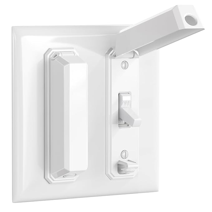 CLYMENE 2 Pack Light Switch Cover Guard, Child Proof Wall Switch Cover Keeps Your Lights or Switches from Getting Accidentally Turned ON or OFF, Toggle Style (White)