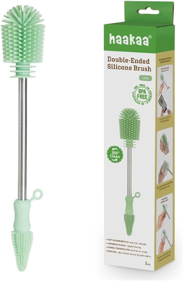 Haakaa Silicone Cleaning Brush ??Household Cleaning Brushes for Bottles and Crevices ??Food-Grade Silicone: Dishwasher Safe