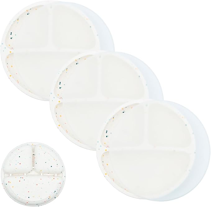 WeeSprout Silicone Divided Plates (With Lids), 100% Food Grade Silicone Divided Plates for Toddlers & Kids, Dishwasher & Microwave Safe