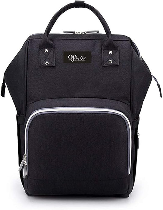 Milky Chic Mommy Diaper Bag- Waterproof USB Charging Port Stroller Straps Changing Pad