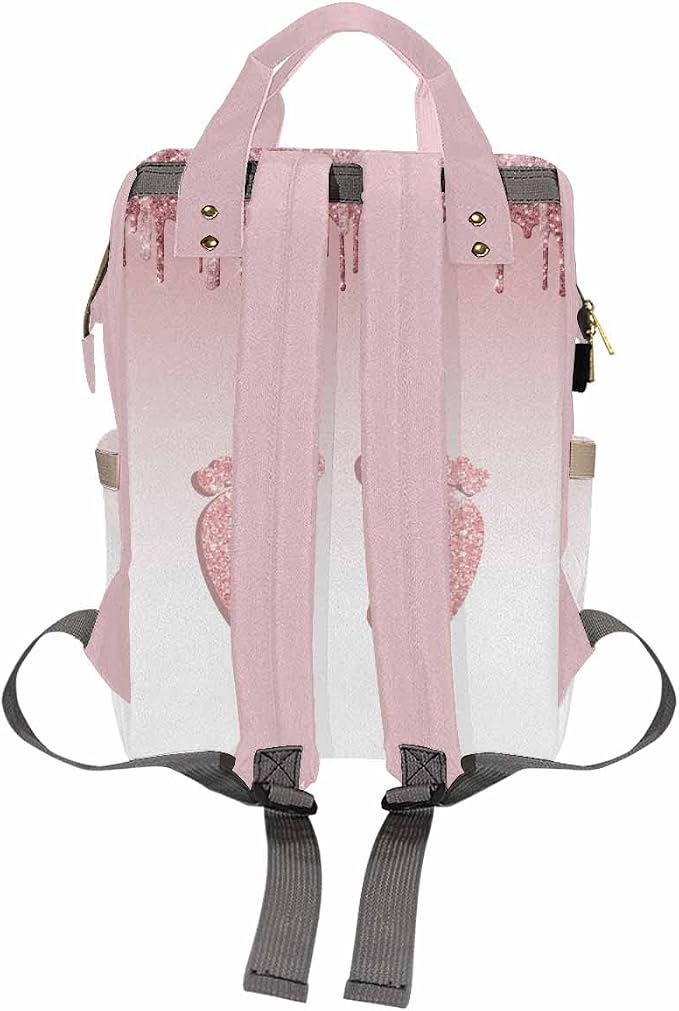 InterestPrint Custom Diaper Bag Backpack Personalized Glitter Drips Rose Gold Feet Backpack with Text Bag Nursing Bags Fashion Shoulders Bag Casual Daypack Travel Multipurpose Bag for Men Women