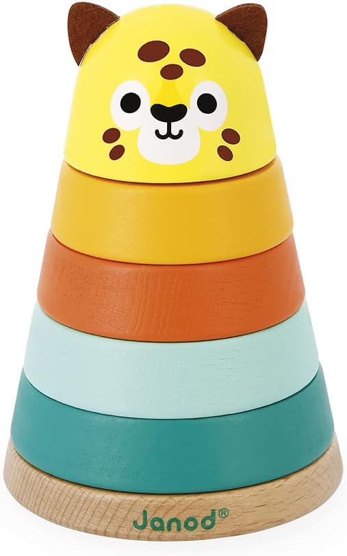 Janod - Tropik Jaguar Stacking Toy - 5 Stackable Pieces - 1 Year + J08261