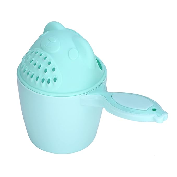 Dioche Baby Bath Cute Baby Shampoo Cup with Fish Handle - Safe PP Material, Eye Protection for Kids, Easy Clean Detachable Design - Pink Color (Green)