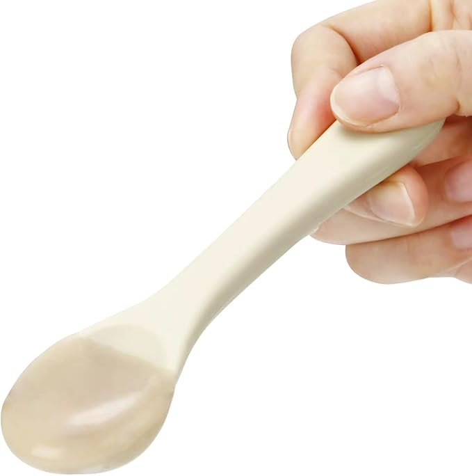 PandaEar Silicone Baby Spoon and Fork Set | 6 Pack First Stage Toddler Self Feeding Utensils 6-12 Months, 3 spoons & 3 forks | LED Weaning Spoons