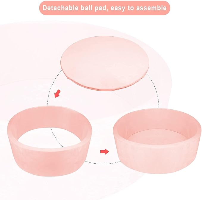 TRENDBOX Extra Large Foam Ball Pit for Toddlers, 47x14 inch Soft Baby Ball Pit with Washable Velvet Cover (Balls not Included)-Pink