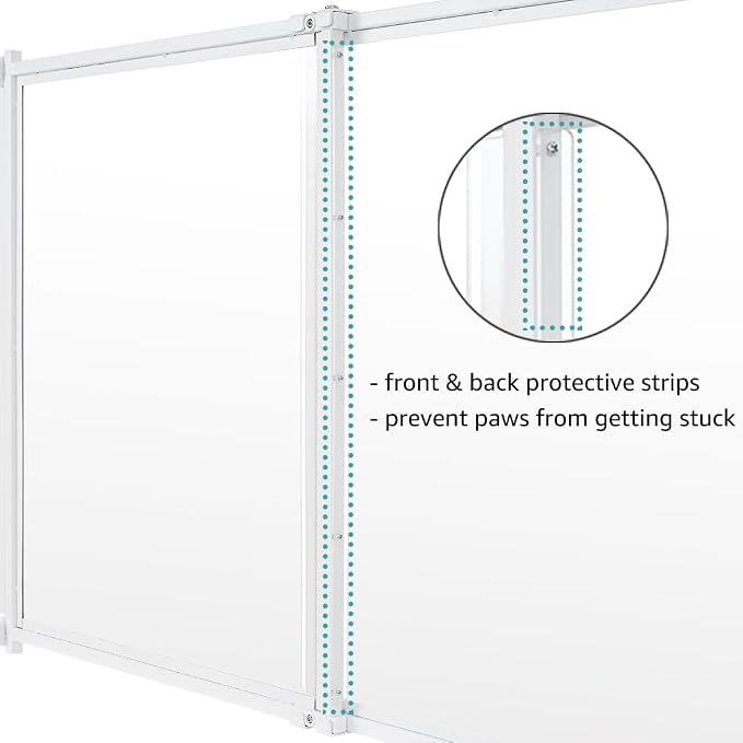 beeNbkks Clear Ferret Gate, Small Pet Barrier for Doorways Hallways Stairs Kitchen, Pressure Mounted Safety Pet Gate for Small Dogs Cats, Fit 22" to 39" Wide Opening, 24" Tall Step Over, Indoor Use