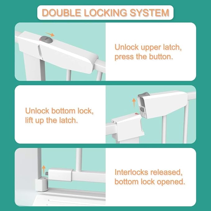 Fairy Baby Narrow Baby Gate for Stair, 22.8"-25.5" Wide Pressure Mounted Pet Gate for Doorway, Easy Walk Thru Child Safety Gate, White