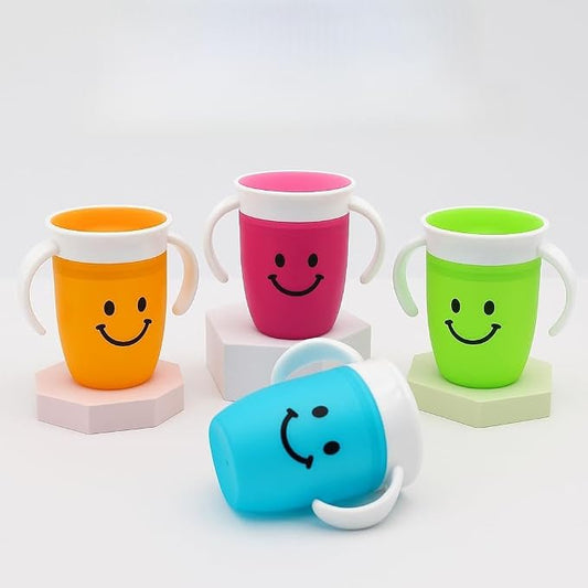 HappySip Silicone Toddler Training Cups with Lids and Straws, BPA-Free, Leakproof, 3-Pack