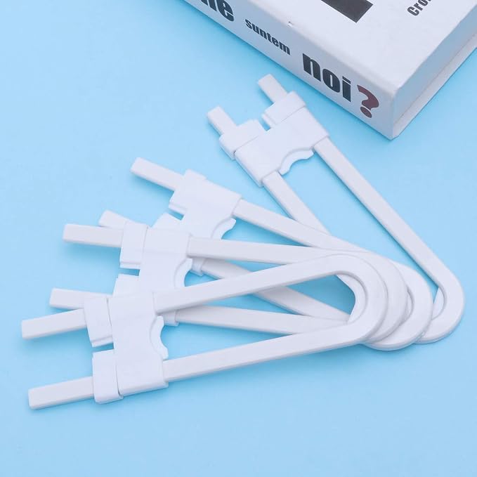 BESTonZON 4 Pack Child Safety Cabinet Locks Childproof Drawer Locks Easy Install U-shaped Door Latches No Drilling Required