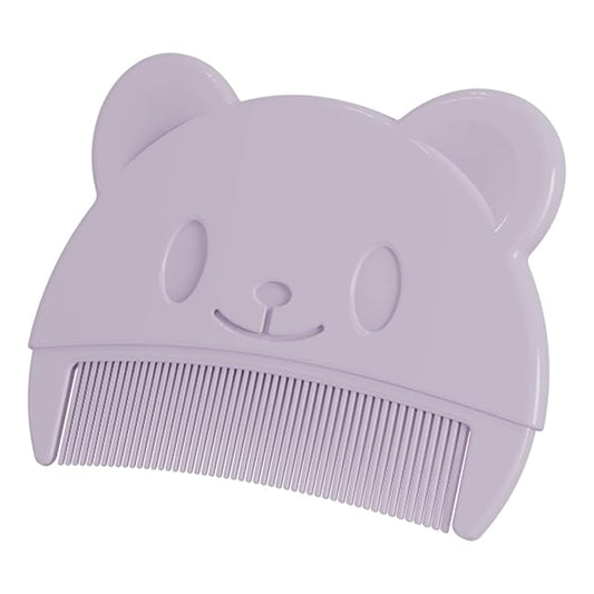 Baby Hair Brush and Comb Set: Gentle Cradle Cap Comb for Newborns - Soft Silicone Scalp Scrubber & Fine Tooth Dandruff Treatment Kit - Easy to Hold Bear Shaped Bath Essential