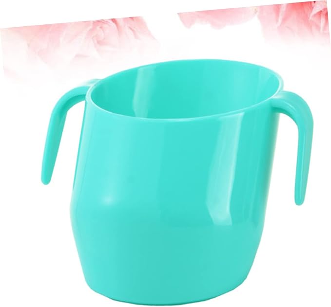 LIOOBO Portable Slanted Training Cup with Double Handles for Mint Green Ergonomic Design Drinking Cup to Cultivate Healthy Hydration Habits
