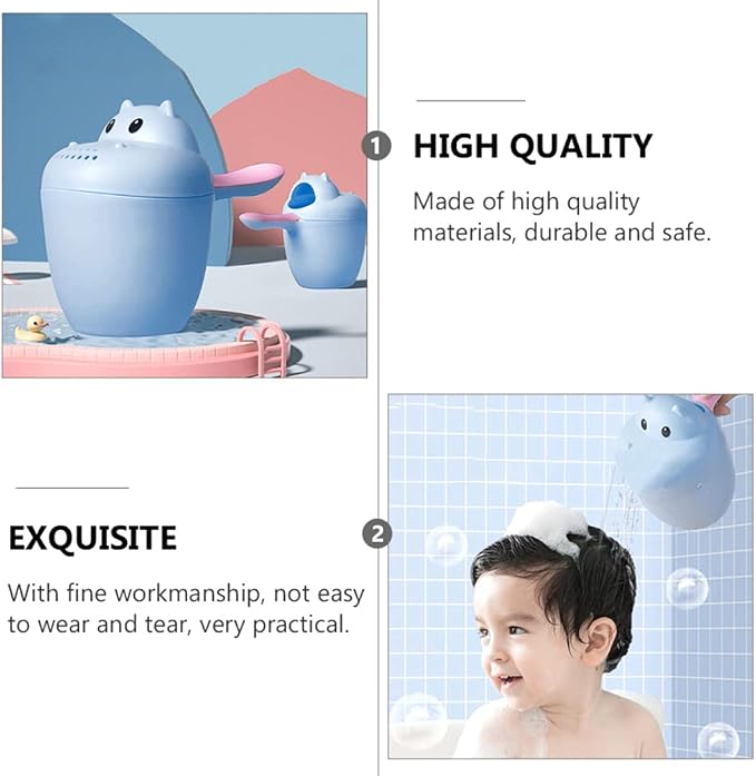 Katutude Baby Bath Rinse Cup - Shampoo Rinser Wash Cup Hair Washing Jug Water Scoop Bathroom Accessories for Newborn Baby Toddlers Shower, 7cm x 14cm / Blue