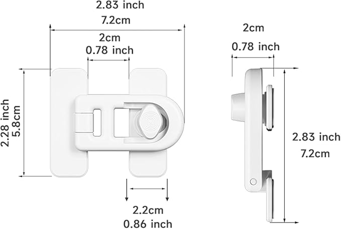 2 Pack Child Proof Refrigerator Lock with Sticky Adhesive Pads, kids Safety Locks for Doors, RV Refrigerator, Oven Lock Safety Baby Cabinet Locks, White