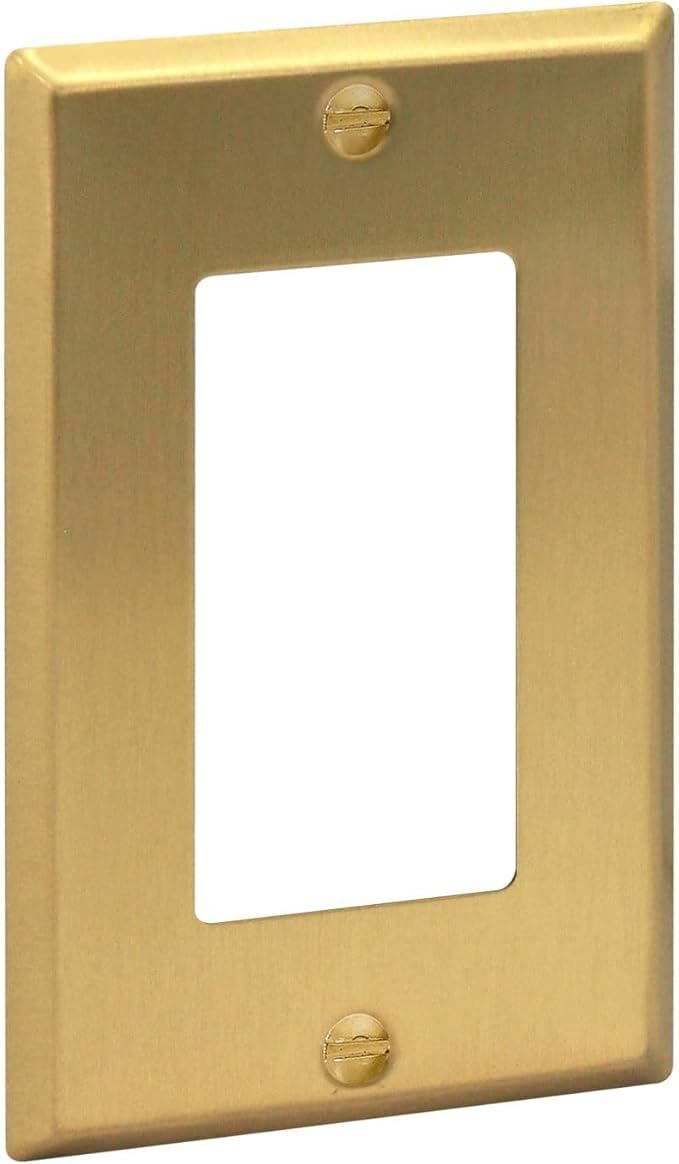 Rio Salto BRASS Signature Collection Brushed Brass Gold Metal Outlet Cover, Decorative Light Switch Cover Plate Wall Plate, Premium, Rocker 1-Gang, 2.75" X 4.50" Standard Size