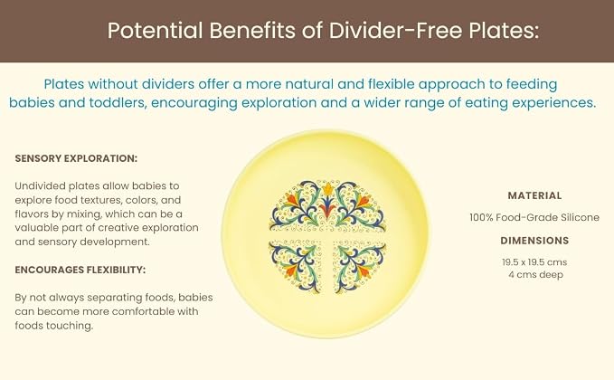 PREMIUM Unbreakable Silicone Baby Plate | Elegant China-Look Design for Baby Tableware | Suction Toddler Feeding Plate | Divider-free BPA-free | Essential Baby Items (Deruta)