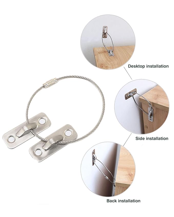 6 Pack Furniture Anchors Kit for Baby Proofing, Furniture Straps Use to Prevent Falling and Anti Tip, Dresser Or Cabinet to Wall Anchors, 8in