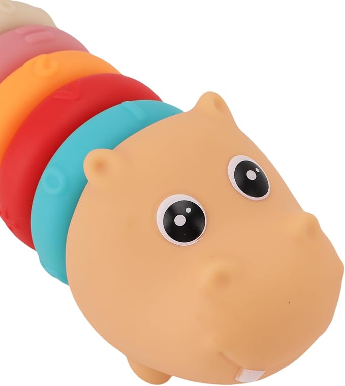 Baby Stacking Rings Soft Plastic Toy Hippo Shape Educational Game for Toddlers Blue