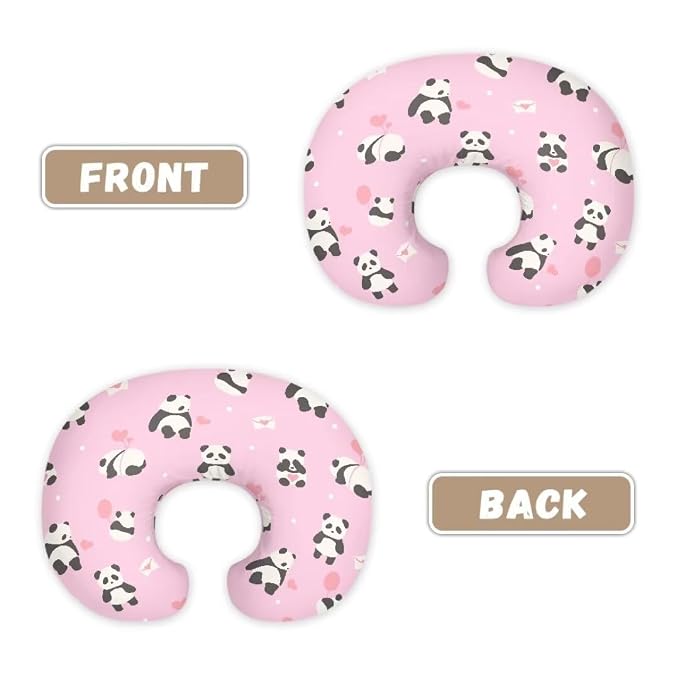 Breathable & Skin-Friendly Nursing Pillow Cover for Mother and Infant Room,Comfortable & Machine Washable Nursing Pillow Cover,Panda Love 2Pcs