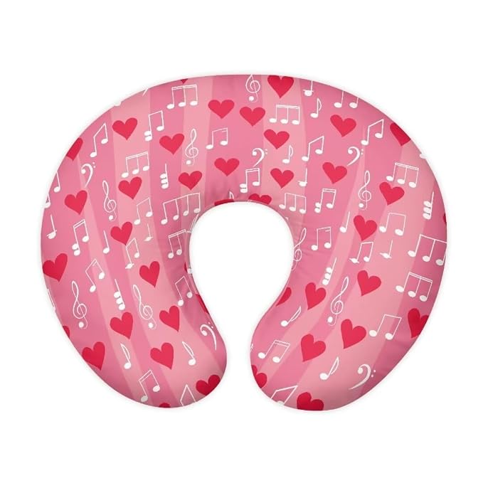 Nursing Pillow Cover for Baby Boy Girl, Stretchy Valentine Love Music Symbols Breastfeeding Pillow Slipcover, Lightweight Custom Gifts for Toddler Infant