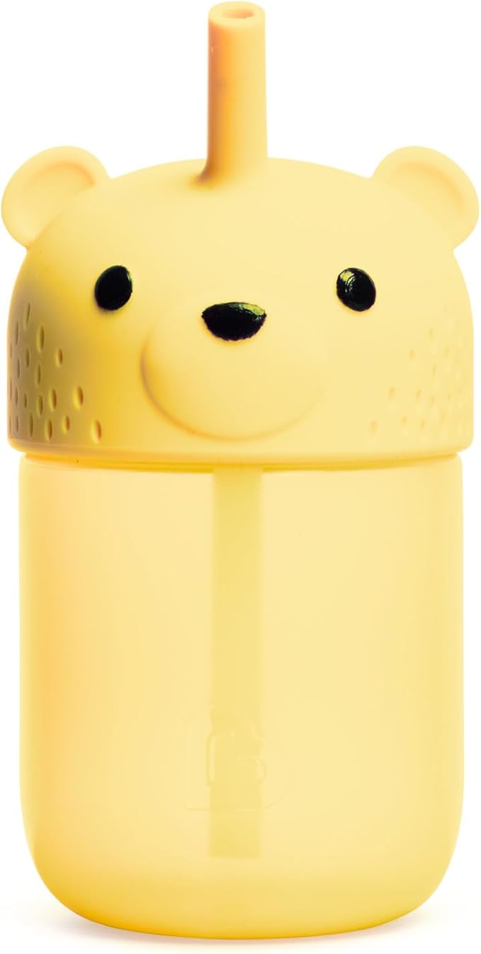 Munchkin Gentle??Transition Honey Bear Straw Cup for Babies and Toddlers 6 Months and Up, Squeezable Sippy Bottle for Easy Drinking, 9 Ounce, Yellow